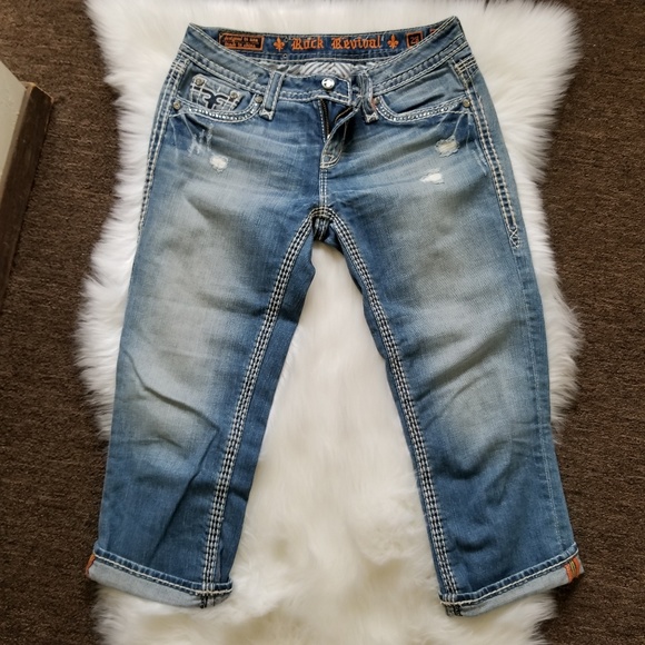 Rock Revival Kai Bling Pocket Capris Size 28 - Picture 4 of 8